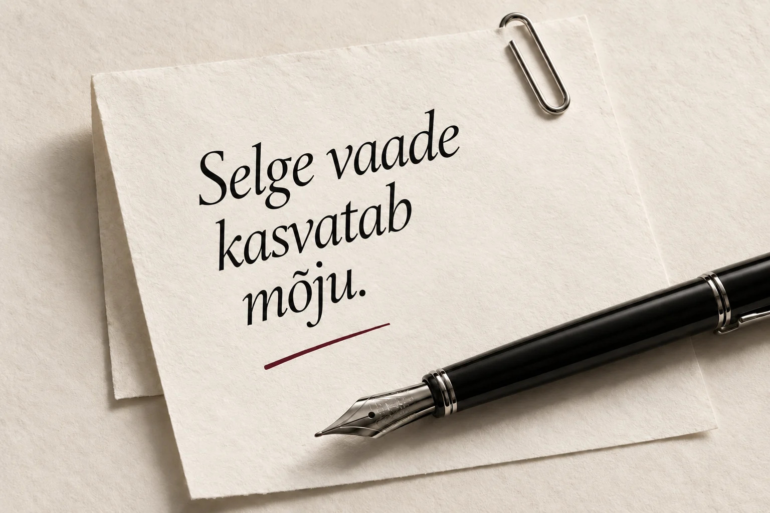 A fountain pen and a paper note reading A point of view compounds